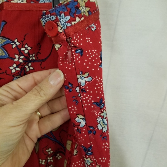 Rhythm Blue Red Floral Skirt Medium Side Clousure - Picture 3 of 7